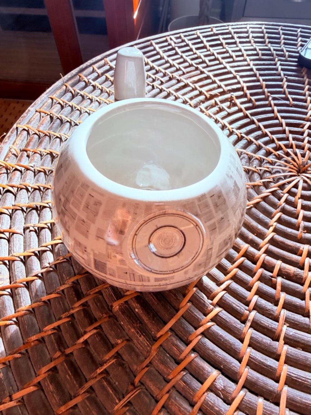Ceramic Round White Glazed Mug with Subtle Pattern